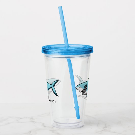 Verre En Acrylique Chiffre de nom personnalisé cool Shark (Gauche)