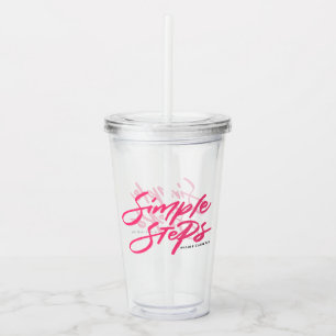 Verre En Acrylique Citation Étapes Simples Rose Chaude Calligraphie M