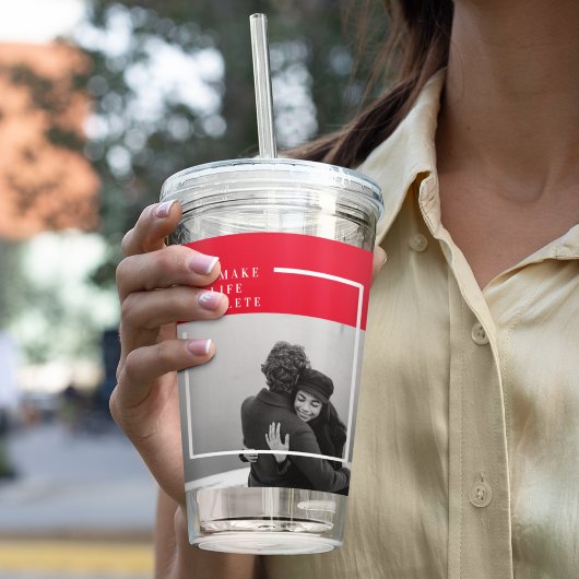 Verre En Acrylique Citation romantique et photo | Cadeau Valentines