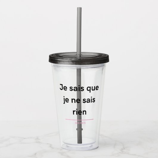 Verre En Acrylique Citation Socrate (Devant)