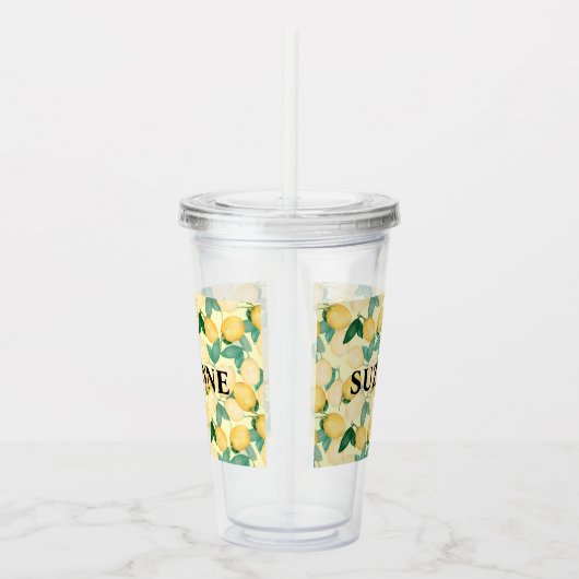 Verre En Acrylique Citrons et Feuilles élégants personnalisés (Droite)