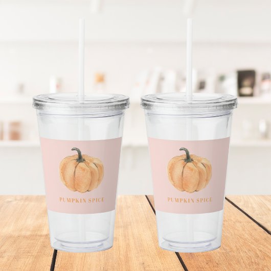 Verre En Acrylique Citrouille citrouille D'Aquarelle Épice| Orange Et