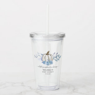 Verre En Acrylique Citrouille Floral Baby shower Dusty Blue