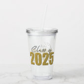Verre En Acrylique Classe de Parties scintillant d'or de 2025 (Dos)