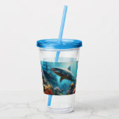 Verre En Acrylique Coastal/nautical tiger shark & coral reef (Dos)