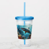 Verre En Acrylique Coastal/nautical tiger shark & coral reef (Devant)