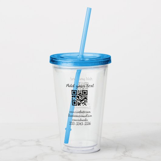 Verre En Acrylique code QR personnalisé simple ajouter votre nom text (Dos)