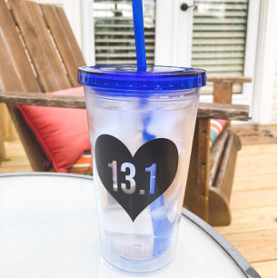 Verre En Acrylique Coeur 13.1 Distance de course demi-marathon