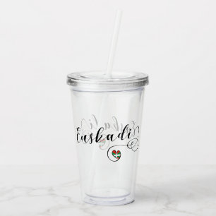 Verre En Acrylique Coeur Basque de drapeau de pays d'Euskadi