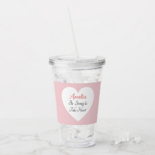 Verre En Acrylique Cœur de nom de verset biblique rose et blanc Soyez