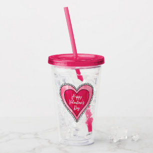 Verre En Acrylique Coeur Heureuse Sainte-Valentin moderne