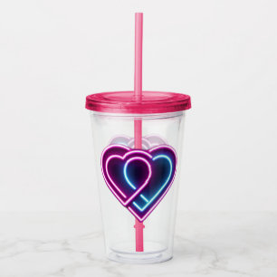 Verre En Acrylique Coeur rose néon/bleu Tasse de la Saint-Valentin