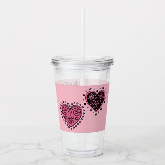 Verre En Acrylique Coeurs rose (Devant)