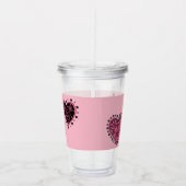 Verre En Acrylique Coeurs rose (Droite)