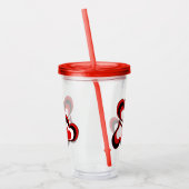 Verre En Acrylique Coeurs, rouge, noir, blanc, Saint Valentin. (Gauche)