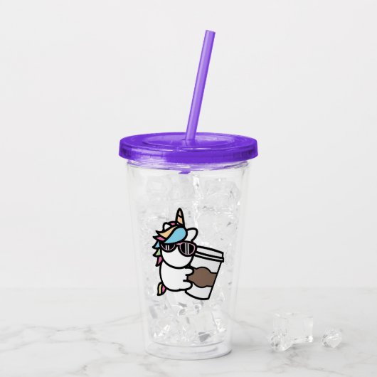 Verre En Acrylique Coffee Unicorne Acryllique Tumbler (Dos glace)