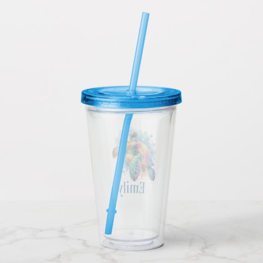 Verre En Acrylique Conception joyeuse de tortue (Dos)