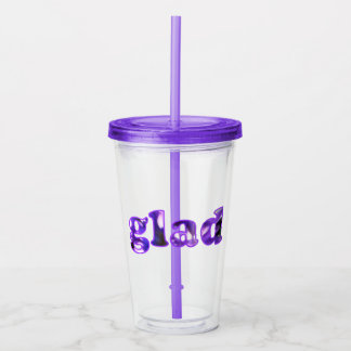 Verre En Acrylique Content avec des fleurs violettes