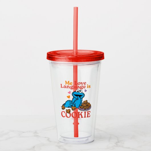 Verre En Acrylique Cookie Monster | Citation de la Saint Valentin (Devant)