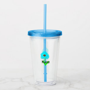 Verre En Acrylique Couleur d'aquarelle bleu vert ajouter votre nom te