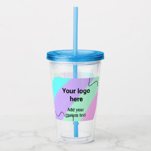 Verre En Acrylique Couleur pastel simple ajoutez votre logo texte per