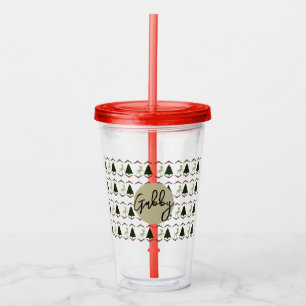 Verre En Acrylique Coupe de plastique Faune de Noël avec paille