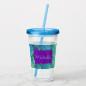 Verre En Acrylique Coupe Personnalisée Peacock Feather Avec Lid & Str (Dos)