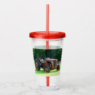Verre En Acrylique Coupe Russe de Tractor avec Lid et Straw