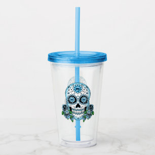 Verre En Acrylique Crâne à sucre bleu