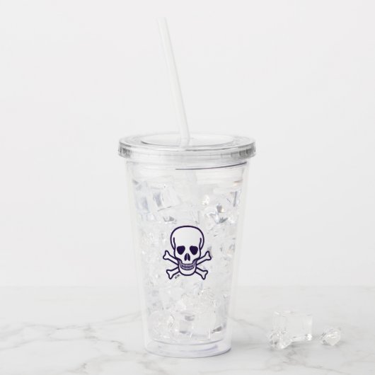 Verre En Acrylique Crâne n Bones blanc transparent acrylique tumbler (Devant glace)