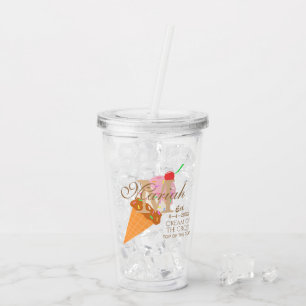 Verre En Acrylique Crème Glacée Napolitaine aux Cerises Texte Personn