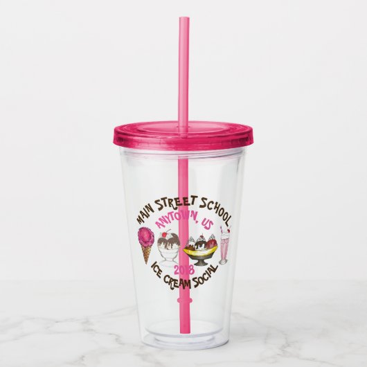 Verre En Acrylique Crème glacée Social Banana Split Cone Sundae Shake (Devant)