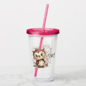 Verre En Acrylique Crowned Owl with Floral Accents (Dos)