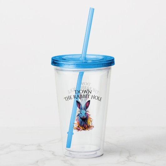 Verre En Acrylique Custom Down Rabbit Hole Blue Bunny (Dos)