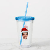 Verre En Acrylique Custom Face Photo Santa Hat Christmas (Dos)