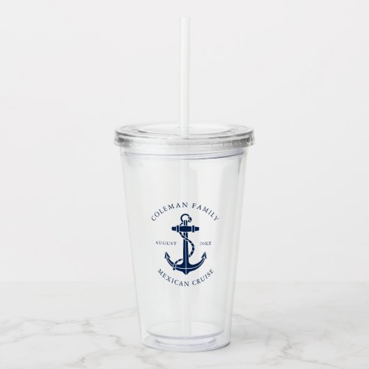 Verre En Acrylique Custom Family Cruise Ship Nautical Anchor Swag (Devant)