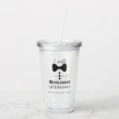 Verre En Acrylique Cute Black Bow Tie & Buttons Groomsman Wedding (Dos)