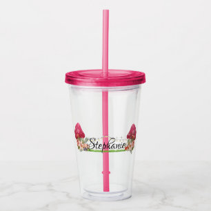 Verre En Acrylique Cute champignons Whimsical Floral