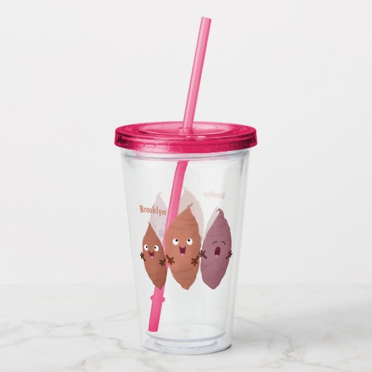 Verre En Acrylique Cute chantant des patates douces caricaturales lég (Dos)