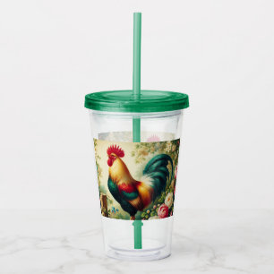 Verre En Acrylique Cute coq rustique/vintage