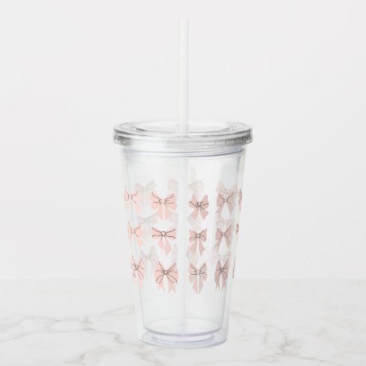 Verre En Acrylique Cute Coquette Bow Pattern Blush Pink (Droite)