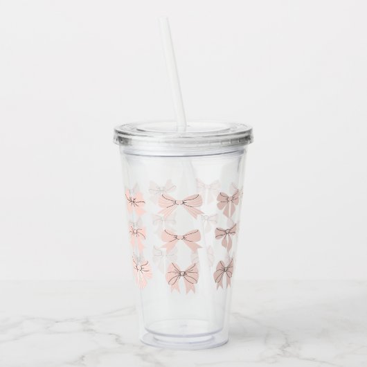 Verre En Acrylique Cute Coquette Bow Pattern Blush Pink (Gauche)