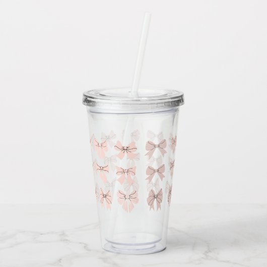 Verre En Acrylique Cute Coquette Bow Pattern Blush Pink (Dos)