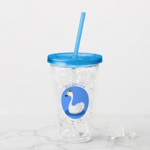 Verre En Acrylique Cute cygne blanc avec dessin de la couronne