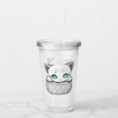 Verre En Acrylique Cute de chat et pointe joueuse à partir d'une poch (Dos)