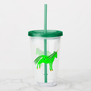 Verre En Acrylique Cute Irish Green et Gold Unicorn