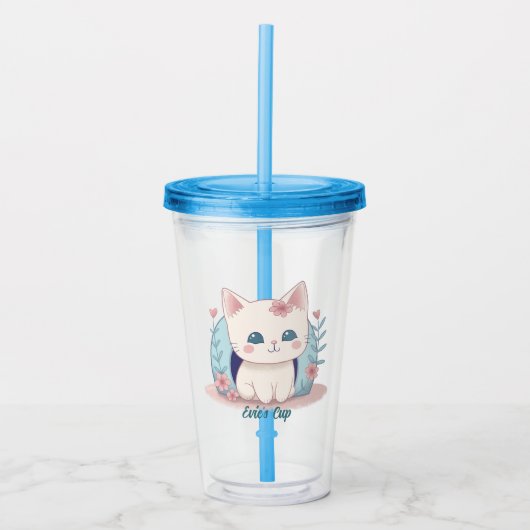 Verre En Acrylique Cute Kitty Kawaii Chibi (Devant)