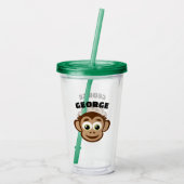 Verre En Acrylique Cute monkey cartoon custom kid's name (Dos)