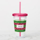 Verre En Acrylique Cute pastèque Motif rose et vert (Devant)