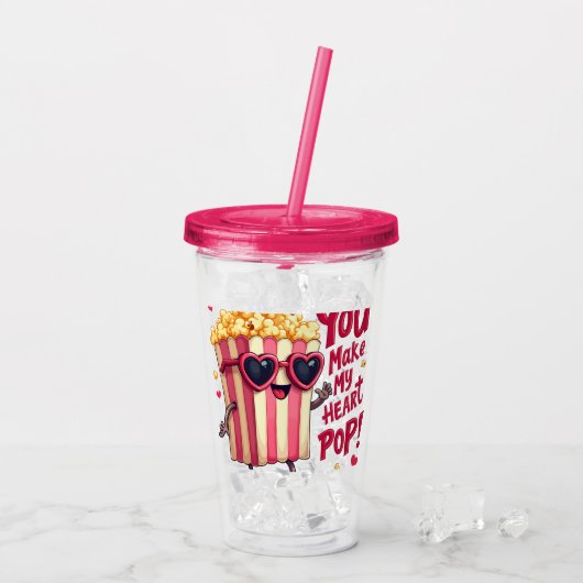 Verre En Acrylique Cute Popcorn Valentine Vous Faites Mon Coeur Pop! (Dos glace)